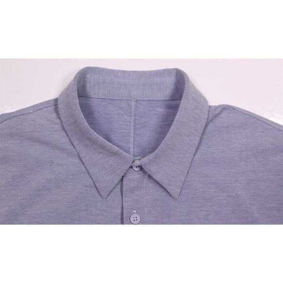 Lululemon Men's Commission Light Blue Long Sleeve Button-Up Qwick Oxford Shirt M - Picture 5 of 7